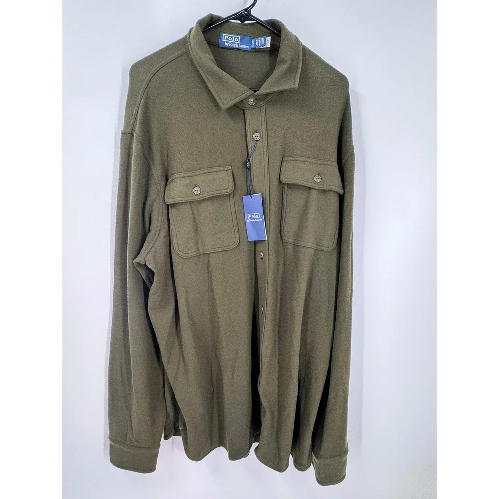 Polo by Ralph Lauren Men's XL Olive Green Flannel Button Front‎ Shirt Jacket